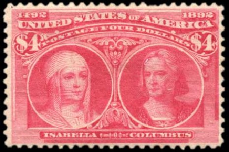 US Stamp Prices Scott Cat. # 244 - 1893 US$4.00 Columbian Exposition. Harmer-Schau Auction Galleries, Oct 2010, Sale 87, Lot 219