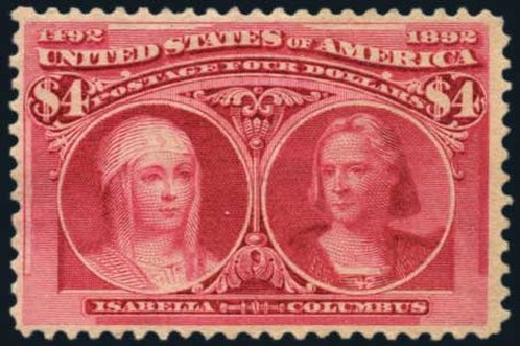 US Stamps Price Scott #244: 1893 US$4.00 Columbian Exposition. Harmer-Schau Auction Galleries, Oct 2013, Sale 99, Lot 159