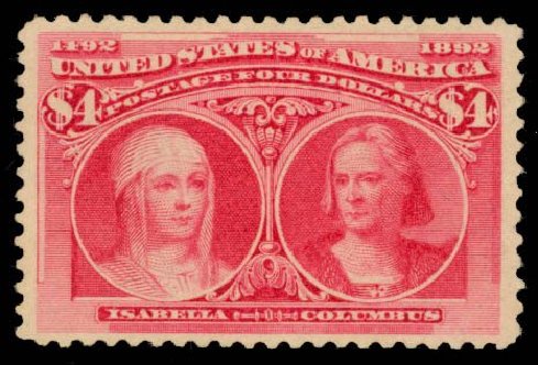 US Stamp Prices Scott Cat. # 244 - US$4.00 1893 Columbian Exposition. Daniel Kelleher Auctions, Oct 2014, Sale 660, Lot 2239