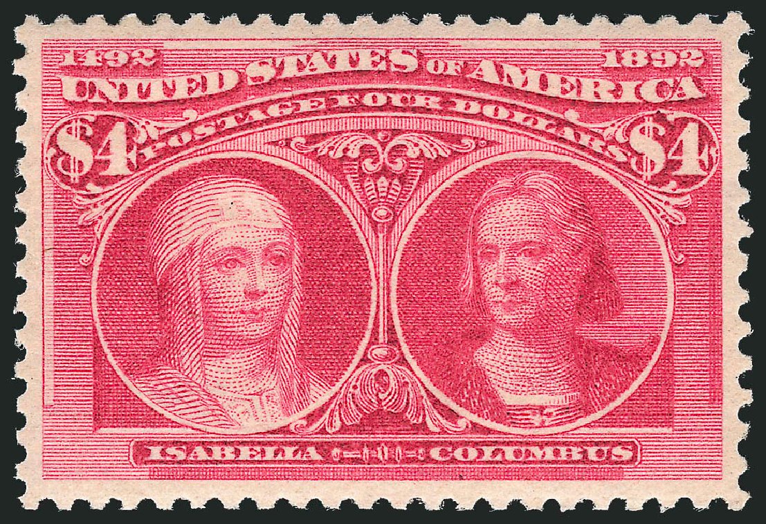 Values of US Stamp Scott # 244 - 1893 US$4.00 Columbian Exposition. Robert Siegel Auction Galleries, Jun 2012, Sale 1025, Lot 189
