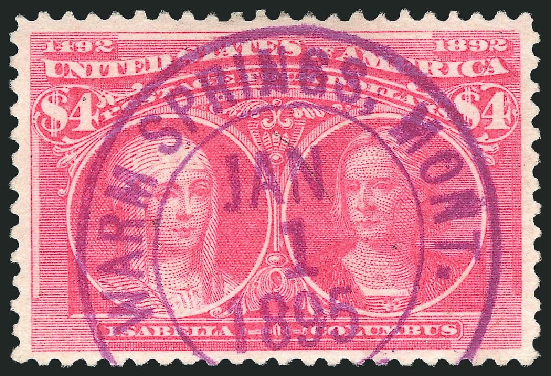 Value of US Stamp Scott #244: 1893 US$4.00 Columbian Exposition. Robert Siegel Auction Galleries, Jul 2013, Sale 1050, Lot 389