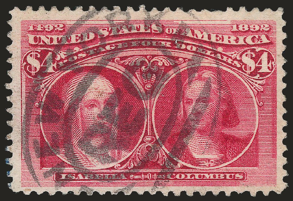 Prices of US Stamp Scott Catalog 244: 1893 US$4.00 Columbian Exposition. Robert Siegel Auction Galleries, Jun 2010, Sale 992, Lot 2339