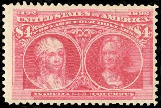 Cost of US Stamps Scott Catalogue # 244: 1893 US$4.00 Columbian Exposition. Spink Shreves Galleries, Jul 2015, Sale 151, Lot 199