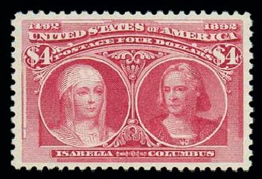 Price of US Stamps Scott Cat. # 244 - 1893 US$4.00 Columbian Exposition. Matthew Bennett International, Oct 2007, Sale 322, Lot 2100