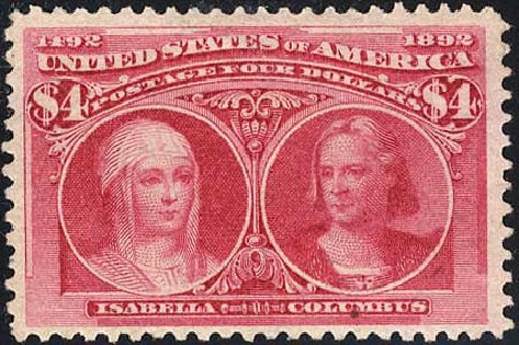 Values of US Stamps Scott Cat. # 244 - 1893 US$4.00 Columbian Exposition. Cherrystone Auctions, Jul 2008, Sale 200807, Lot 40