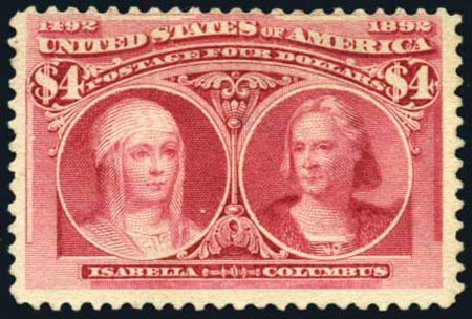 Value of US Stamp Scott # 244 - US$4.00 1893 Columbian Exposition. Harmer-Schau Auction Galleries, Oct 2008, Sale 79, Lot 140
