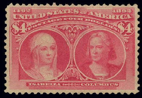 US Stamp Prices Scott Cat. # 244: US$4.00 1893 Columbian Exposition. Daniel Kelleher Auctions, Feb 2013, Sale 634, Lot 170
