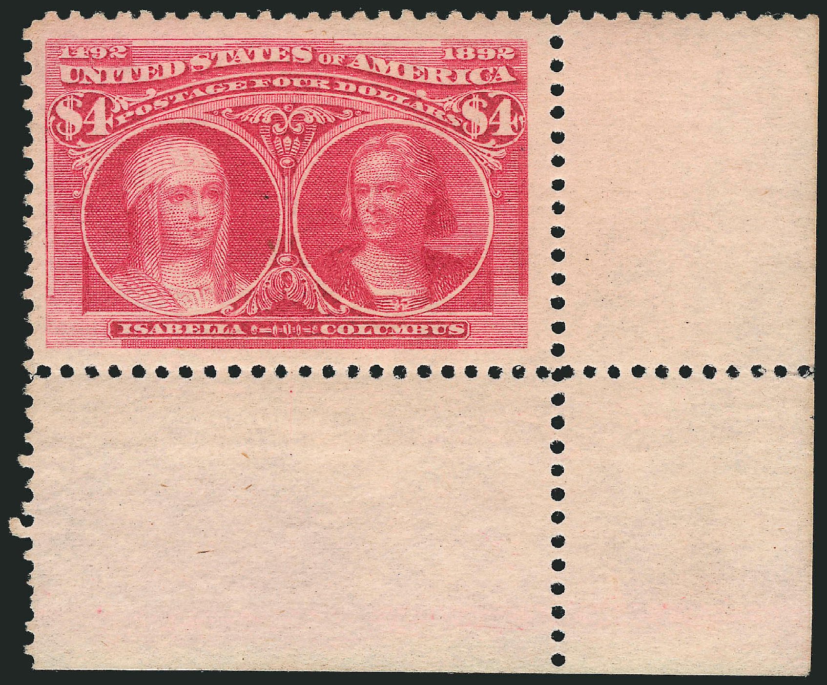 US Stamps Value Scott Catalogue # 244 - US$4.00 1893 Columbian Exposition. Robert Siegel Auction Galleries, Feb 2015, Sale 1092, Lot 1190