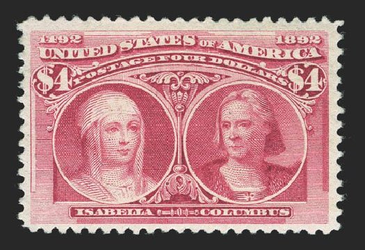 Cost of US Stamp Scott # 244 - US$4.00 1893 Columbian Exposition. Spink Shreves Galleries, Mar 2013, Sale 142, Lot 250