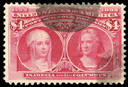 Price of US Stamps Scott Catalogue #244: 1893 US$4.00 Columbian Exposition. Matthew Bennett International, Apr 2008, Sale 326, Lot 231