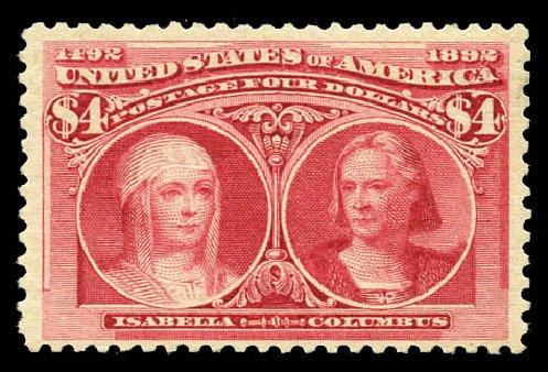 Values of US Stamp Scott Catalog #244 - 1893 US$4.00 Columbian Exposition. Matthew Bennett International, Feb 2012, Sale 340, Lot 331