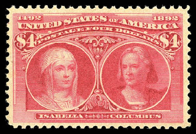 US Stamps Value Scott # 244: 1893 US$4.00 Columbian Exposition. Matthew Bennett International, Sep 2012, Sale 346, Lot 751