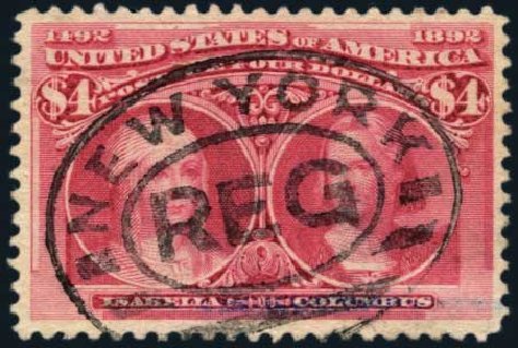 Prices of US Stamps Scott Catalogue #244: 1893 US$4.00 Columbian Exposition. Harmer-Schau Auction Galleries, Jan 2014, Sale 100, Lot 511