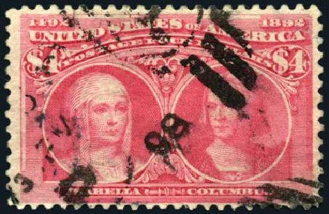 US Stamps Prices Scott Cat. # 244 - US$4.00 1893 Columbian Exposition. Harmer-Schau Auction Galleries, Oct 2008, Sale 79, Lot 141