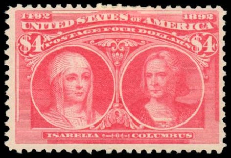 Costs of US Stamps Scott Cat. 244: 1893 US$4.00 Columbian Exposition. Daniel Kelleher Auctions, May 2014, Sale 652, Lot 381