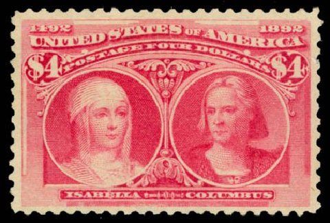 US Stamps Price Scott 244: US$4.00 1893 Columbian Exposition. Daniel Kelleher Auctions, Oct 2014, Sale 660, Lot 2241
