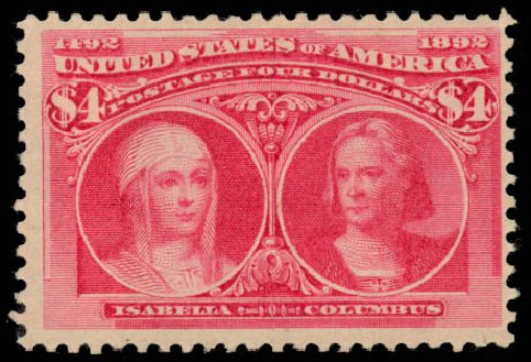 Costs of US Stamp Scott #244: 1893 US$4.00 Columbian Exposition. Daniel Kelleher Auctions, Jan 2015, Sale 663, Lot 1491