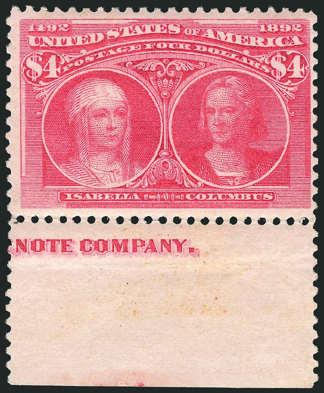 US Stamp Values Scott Cat. 244: US$4.00 1893 Columbian Exposition. Robert Siegel Auction Galleries, Nov 2013, Sale 1061, Lot 3731