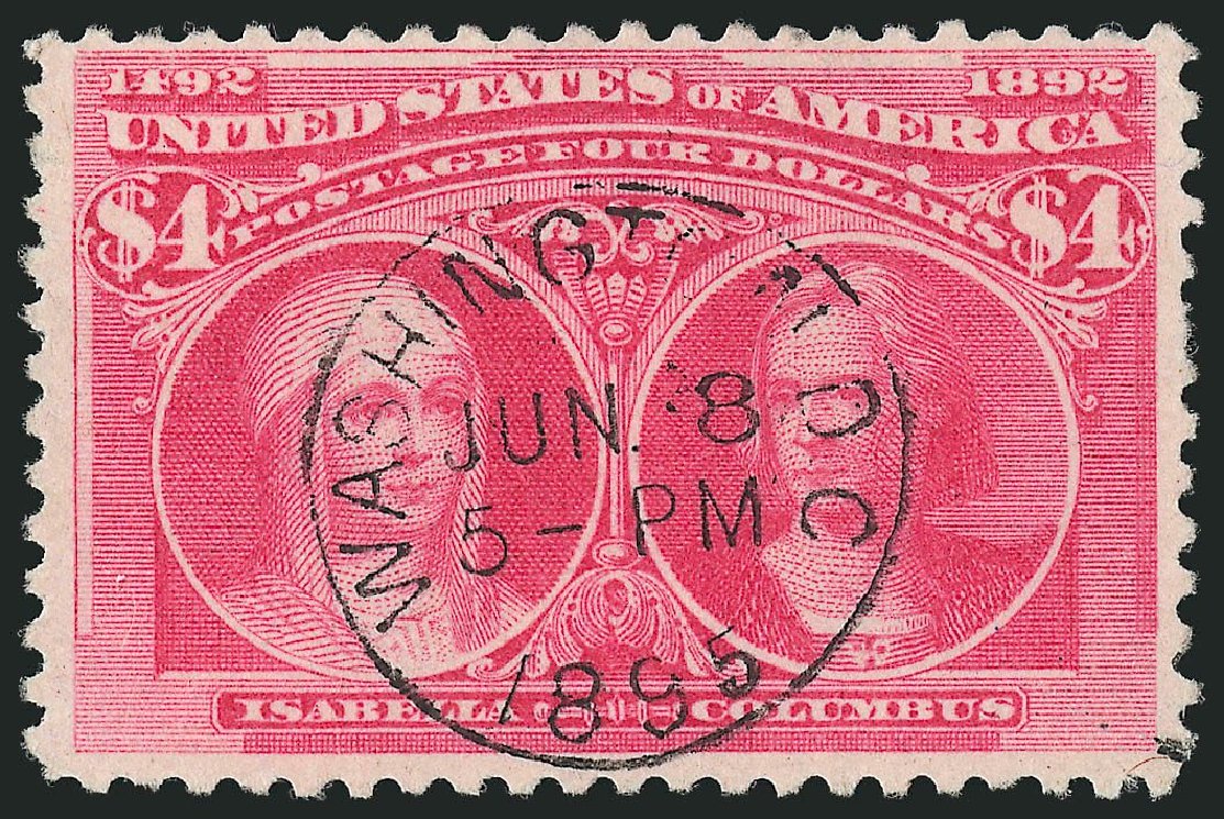 US Stamps Prices Scott Catalogue 244 - 1893 US$4.00 Columbian Exposition. Robert Siegel Auction Galleries, Dec 2014, Sale 1090, Lot 1401
