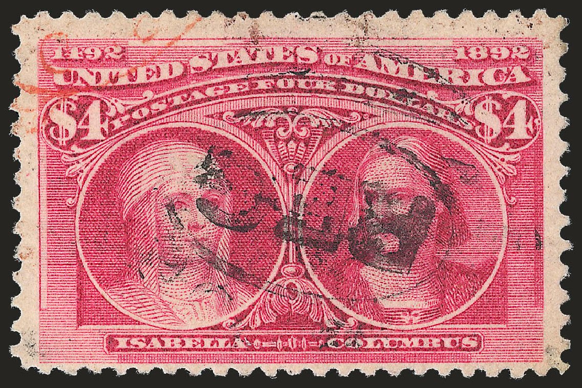 Prices of US Stamp Scott Catalogue #244: 1893 US$4.00 Columbian Exposition. Robert Siegel Auction Galleries, Dec 2009, Sale 982, Lot 5591