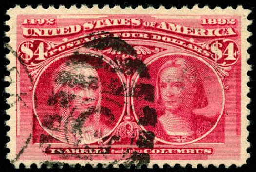 US Stamp Values Scott Catalogue #244 - 1893 US$4.00 Columbian Exposition. Matthew Bennett International, Jun 2008, Sale 328, Lot 774
