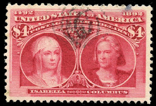 US Stamp Value Scott 244 - US$4.00 1893 Columbian Exposition. Matthew Bennett International, Feb 2012, Sale 340, Lot 334