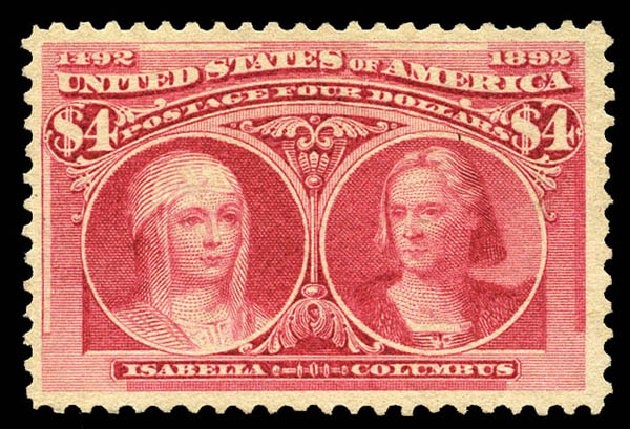 Cost of US Stamps Scott Catalogue #244 - 1893 US$4.00 Columbian Exposition. Matthew Bennett International, Mar 2012, Sale 344, Lot 4434