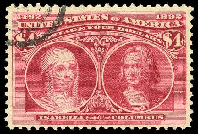 US Stamp Prices Scott Cat. #244: 1893 US$4.00 Columbian Exposition. Matthew Bennett International, May 2014, Sale 350, Lot 374