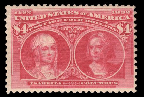 US Stamps Prices Scott 244: 1893 US$4.00 Columbian Exposition. Cherrystone Auctions, Mar 2010, Sale 201003, Lot 144