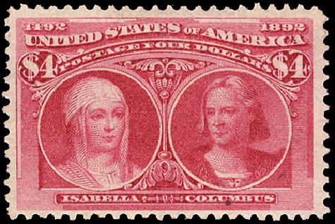 US Stamps Prices Scott Cat. #244 - US$4.00 1893 Columbian Exposition. Cherrystone Auctions, Jun 2010, Sale 201006, Lot 24