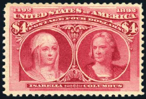 US Stamp Value Scott 244: US$4.00 1893 Columbian Exposition. Harmer-Schau Auction Galleries, Feb 2010, Sale 84, Lot 1464