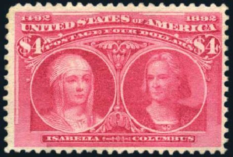 Value of US Stamps Scott 244 - US$4.00 1893 Columbian Exposition. Harmer-Schau Auction Galleries, Apr 2010, Sale 85, Lot 274