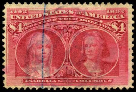 US Stamps Prices Scott #244 - US$4.00 1893 Columbian Exposition. Harmer-Schau Auction Galleries, Feb 2012, Sale 92, Lot 1014