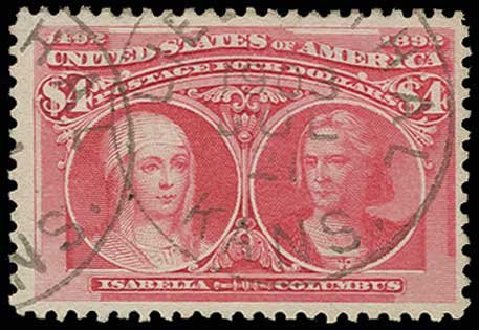 Value of US Stamps Scott Cat. 244 - US$4.00 1893 Columbian Exposition. H.R. Harmer, Jun 2013, Sale 3003, Lot 1164