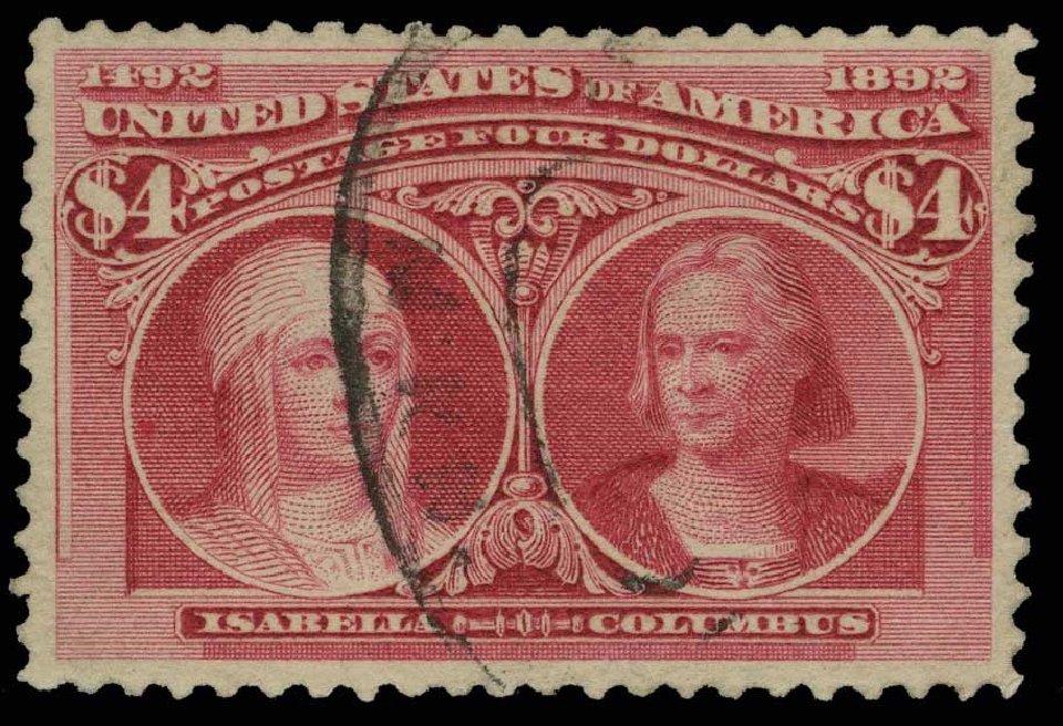 Cost of US Stamps Scott Catalog 244 - 1893 US$4.00 Columbian Exposition. H.R. Harmer, May 2014, Sale 3005, Lot 1184