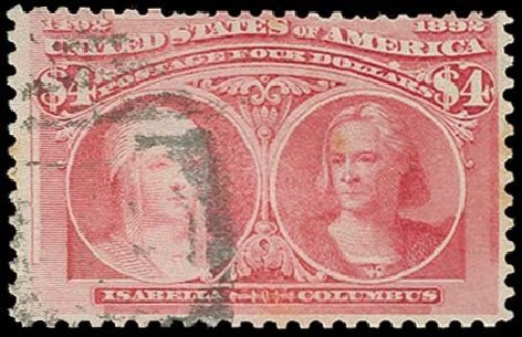 Price of US Stamp Scott Catalog # 244 - US$4.00 1893 Columbian Exposition. H.R. Harmer, Oct 2014, Sale 3006, Lot 1274