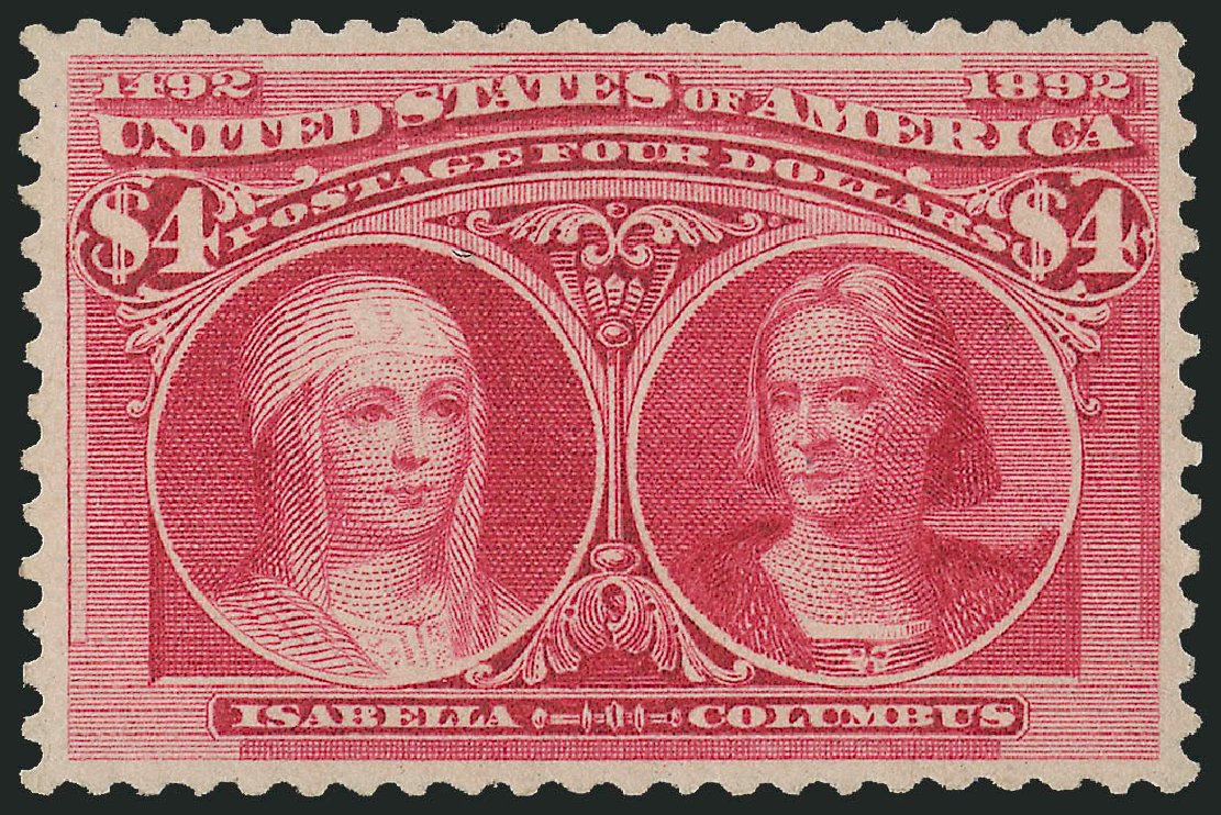 Costs of US Stamp Scott Catalogue #244: US$4.00 1893 Columbian Exposition. Robert Siegel Auction Galleries, Dec 2009, Sale 978, Lot 1074