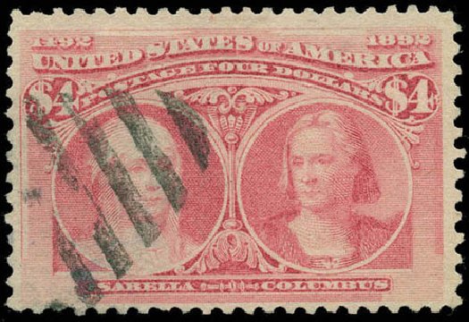 Cost of US Stamp Scott #244 - US$4.00 1893 Columbian Exposition. Matthew Bennett International, Jun 2008, Sale 328, Lot 775
