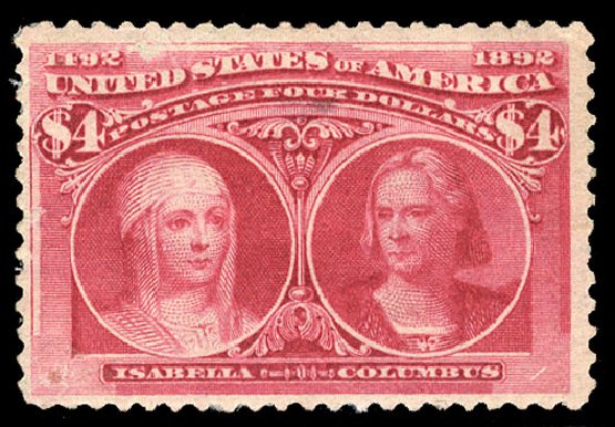 US Stamps Prices Scott Catalog 244: 1893 US$4.00 Columbian Exposition. Cherrystone Auctions, Sep 2008, Sale 200809, Lot 15