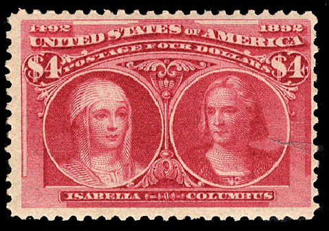 Costs of US Stamps Scott 244: 1893 US$4.00 Columbian Exposition. Cherrystone Auctions, Jun 2009, Sale 200906, Lot 105