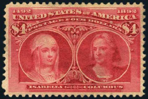 US Stamp Prices Scott Cat. # 244 - US$4.00 1893 Columbian Exposition. Harmer-Schau Auction Galleries, Oct 2012, Sale 95, Lot 215