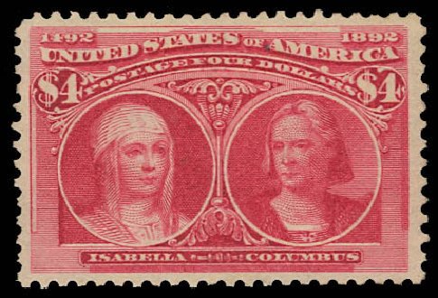 Cost of US Stamp Scott # 244 - US$4.00 1893 Columbian Exposition. Daniel Kelleher Auctions, Jun 2012, Sale 630, Lot 1555