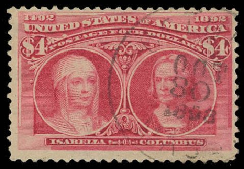 US Stamps Price Scott Catalog # 244 - 1893 US$4.00 Columbian Exposition. Daniel Kelleher Auctions, Aug 2012, Sale 631, Lot 925