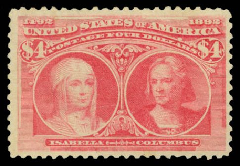US Stamps Price Scott Catalog # 244 - US$4.00 1893 Columbian Exposition. Daniel Kelleher Auctions, May 2015, Sale 669, Lot 2755