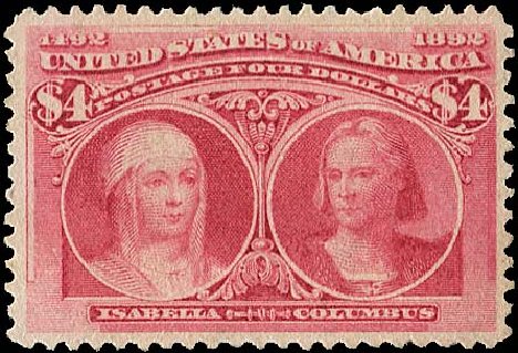 Values of US Stamp Scott Catalog 244: US$4.00 1893 Columbian Exposition. Regency-Superior, Jan 2015, Sale 109, Lot 935