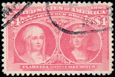 US Stamp Values Scott Catalogue 244 - 1893 US$4.00 Columbian Exposition. Schuyler J. Rumsey Philatelic Auctions, Apr 2015, Sale 60, Lot 2245