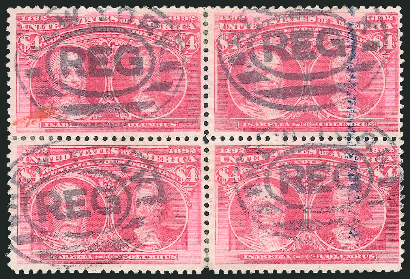 Prices of US Stamp Scott #244 - US$4.00 1893 Columbian Exposition. Robert Siegel Auction Galleries, Mar 2012, Sale 1019, Lot 575