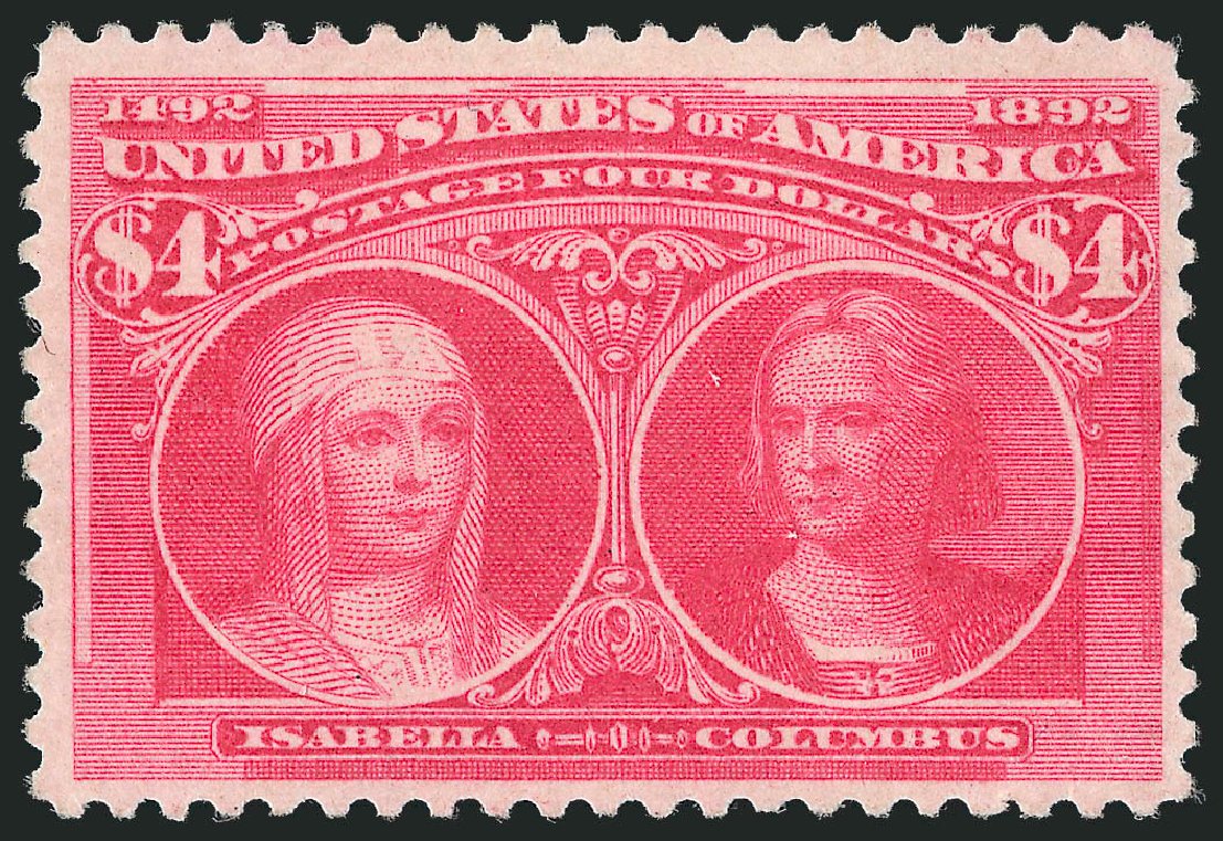 Value of US Stamp Scott Cat. #244: 1893 US$4.00 Columbian Exposition. Robert Siegel Auction Galleries, Oct 2012, Sale 1033, Lot 4135
