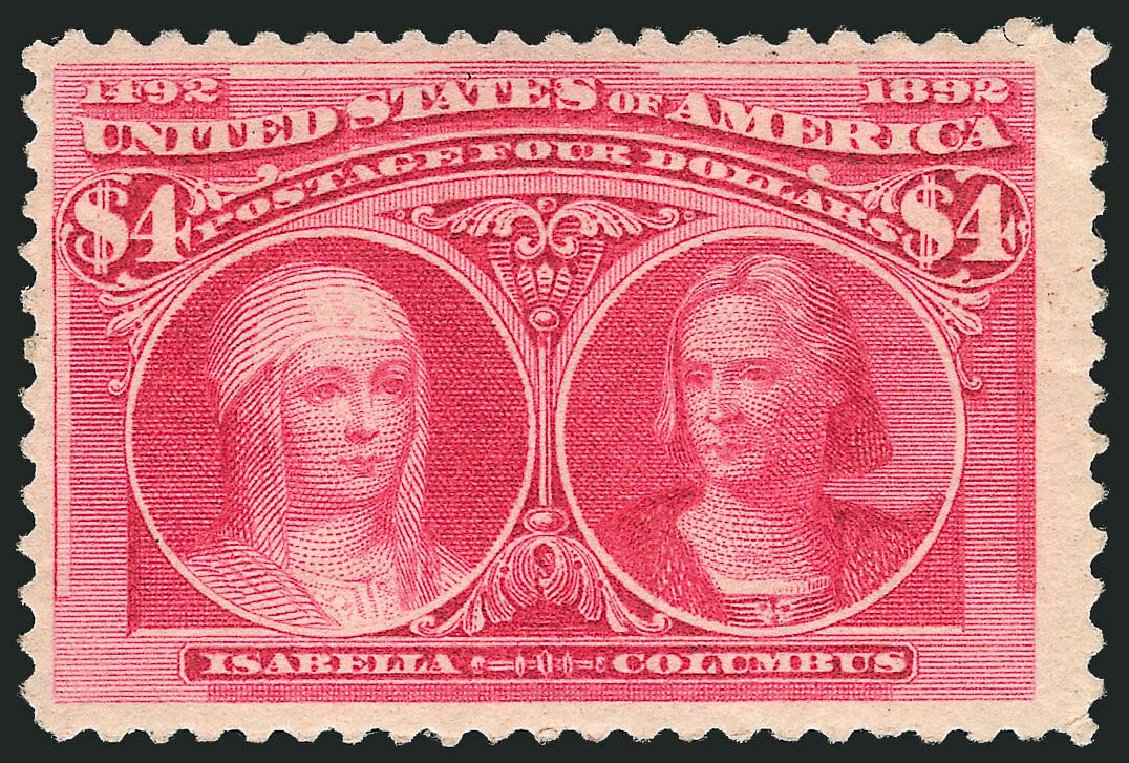 Values of US Stamp Scott Catalogue #244: US$4.00 1893 Columbian Exposition. Robert Siegel Auction Galleries, Mar 2014, Sale 1067, Lot 1245