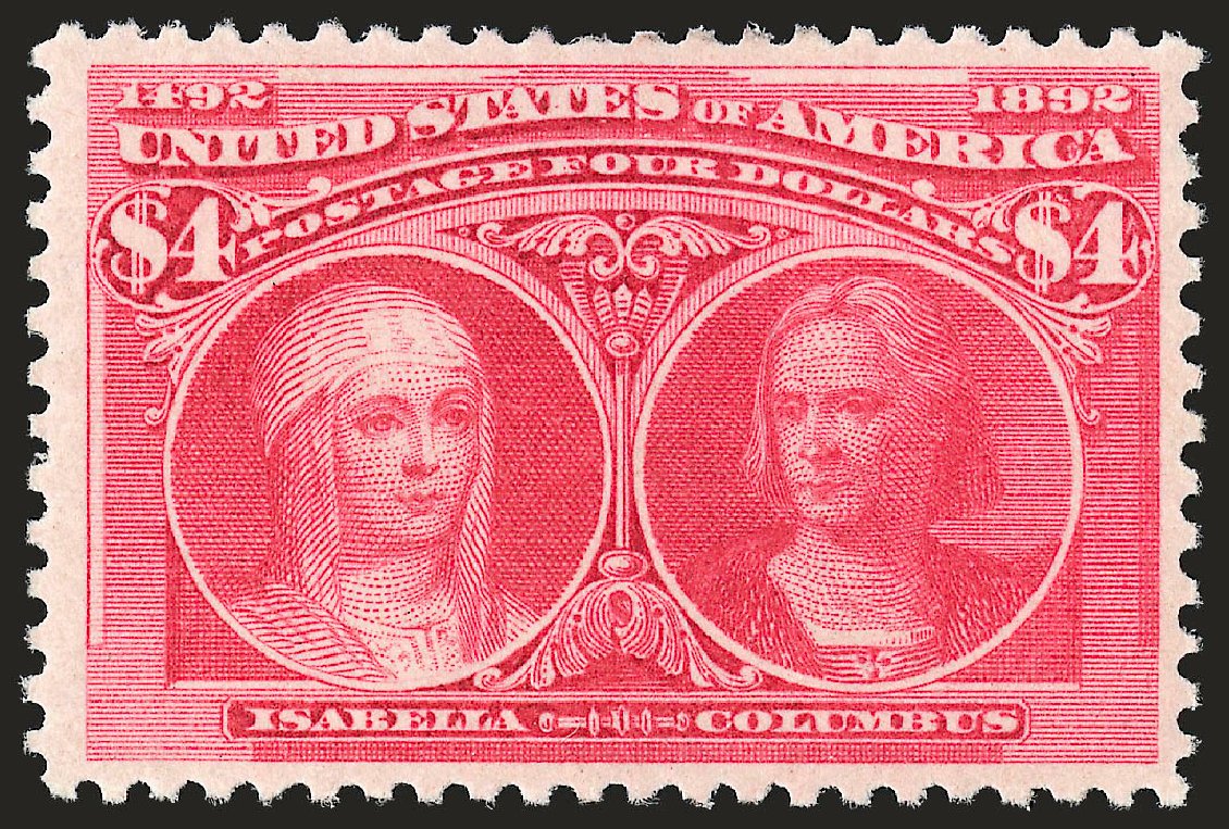 US Stamps Prices Scott Catalog #244 - 1893 US$4.00 Columbian Exposition. Robert Siegel Auction Galleries, Jun 2010, Sale 992, Lot 2335